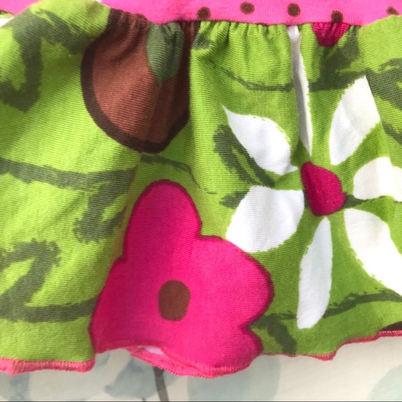 Corkys Kids Pink Green Brown White Flowers Ruffled Bottom Polka Dot Floral Pants - Picture 12 of 12